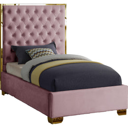 Meridian Lana Pink Velvet Twin Bed
