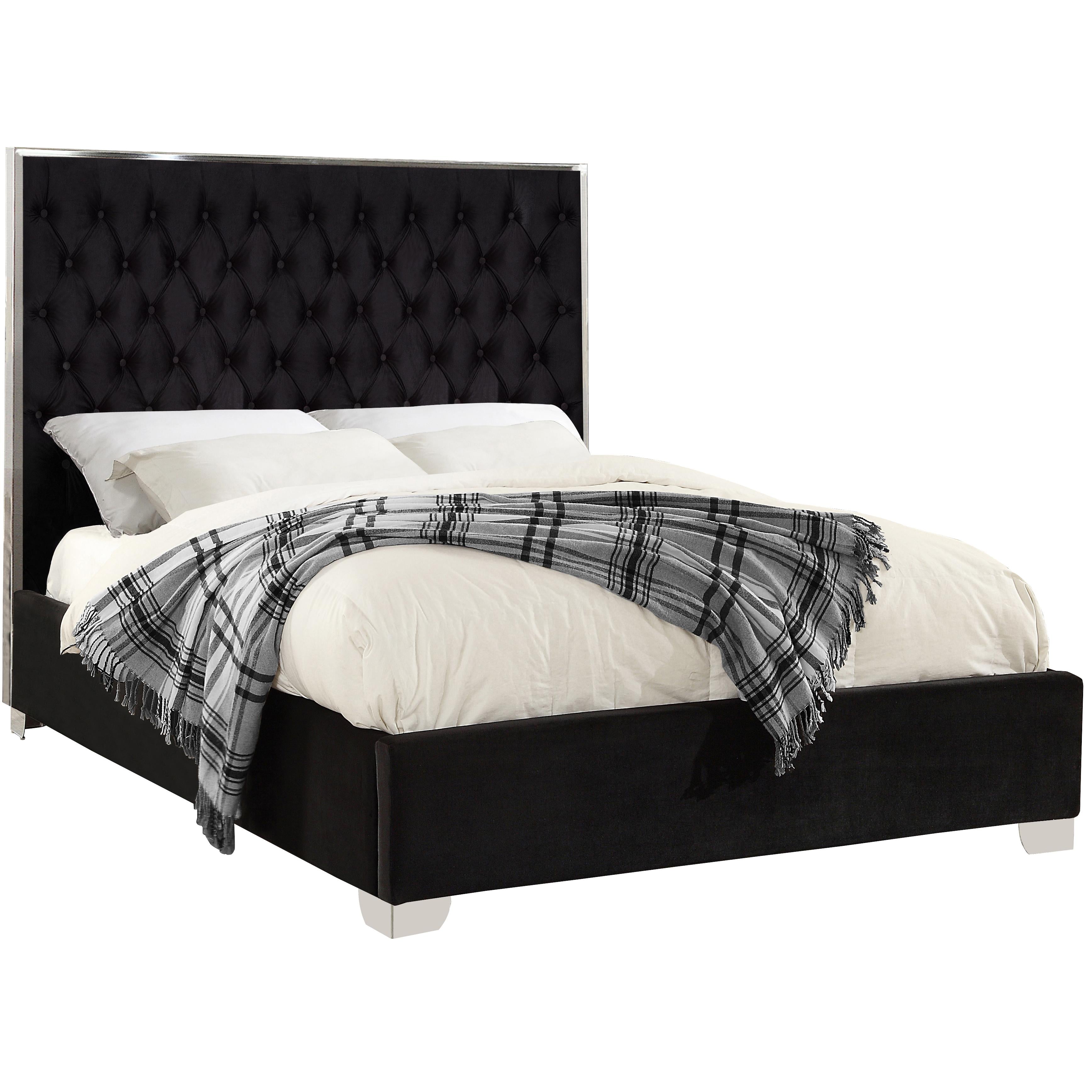 Meridian Lexi Black Velvet Queen Bed