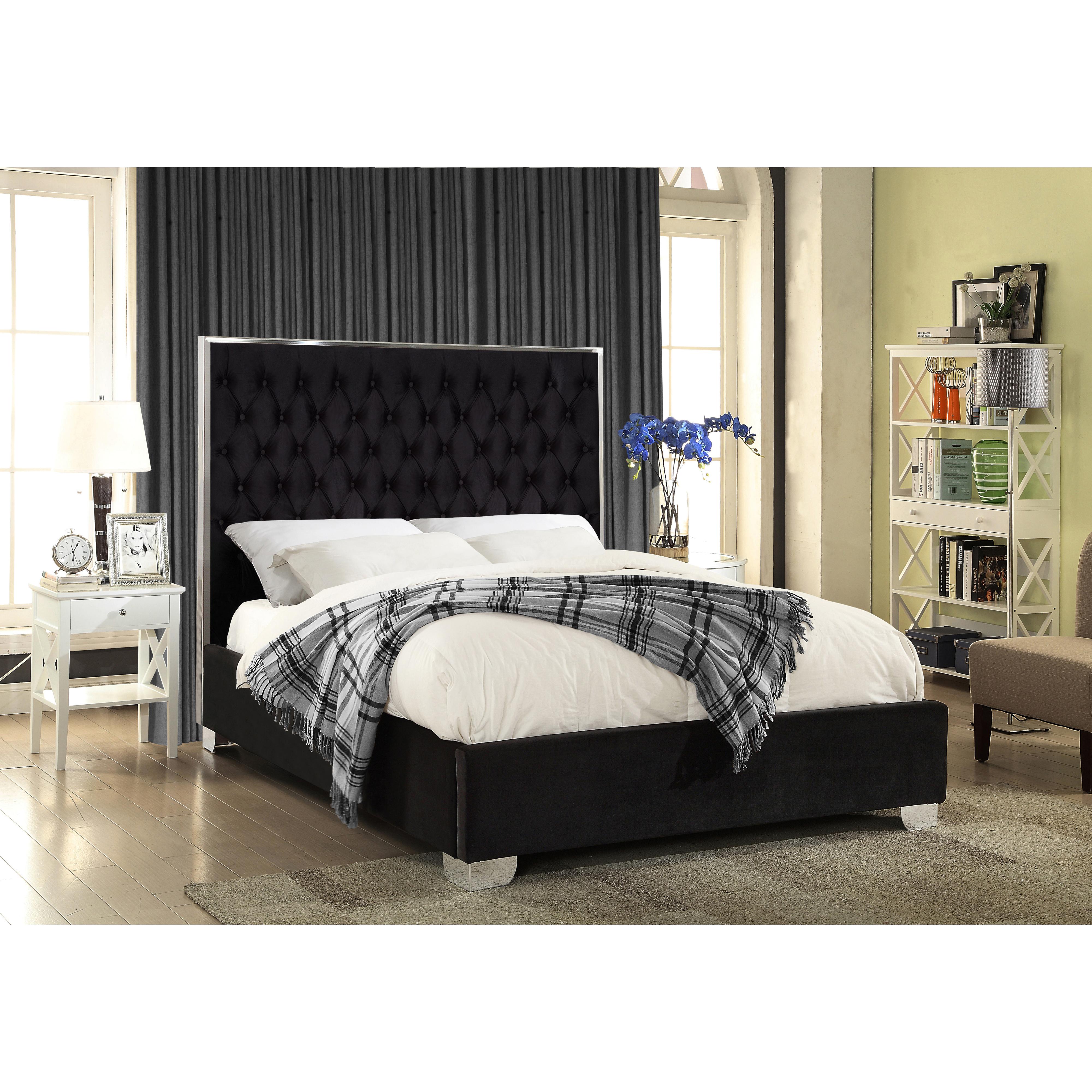 Meridian Lexi Black Velvet Queen Bed