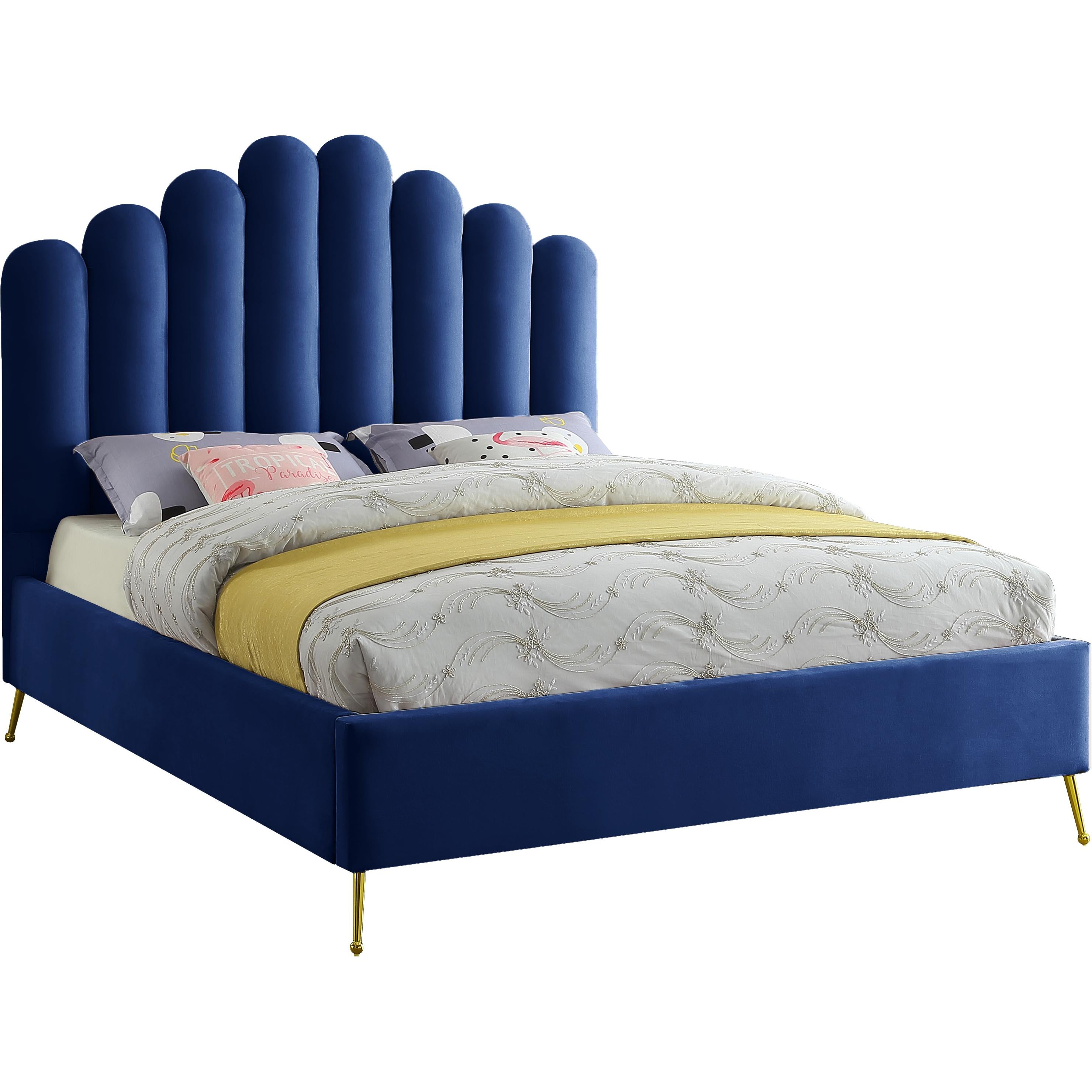 Meridian Lily Navy Velvet Queen Bed