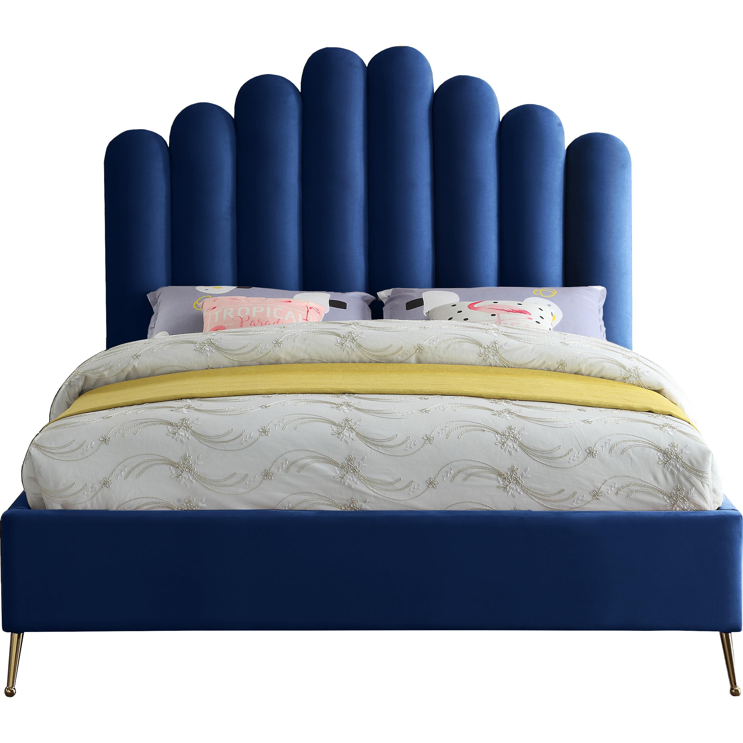 Meridian Lily Navy Velvet Queen Bed