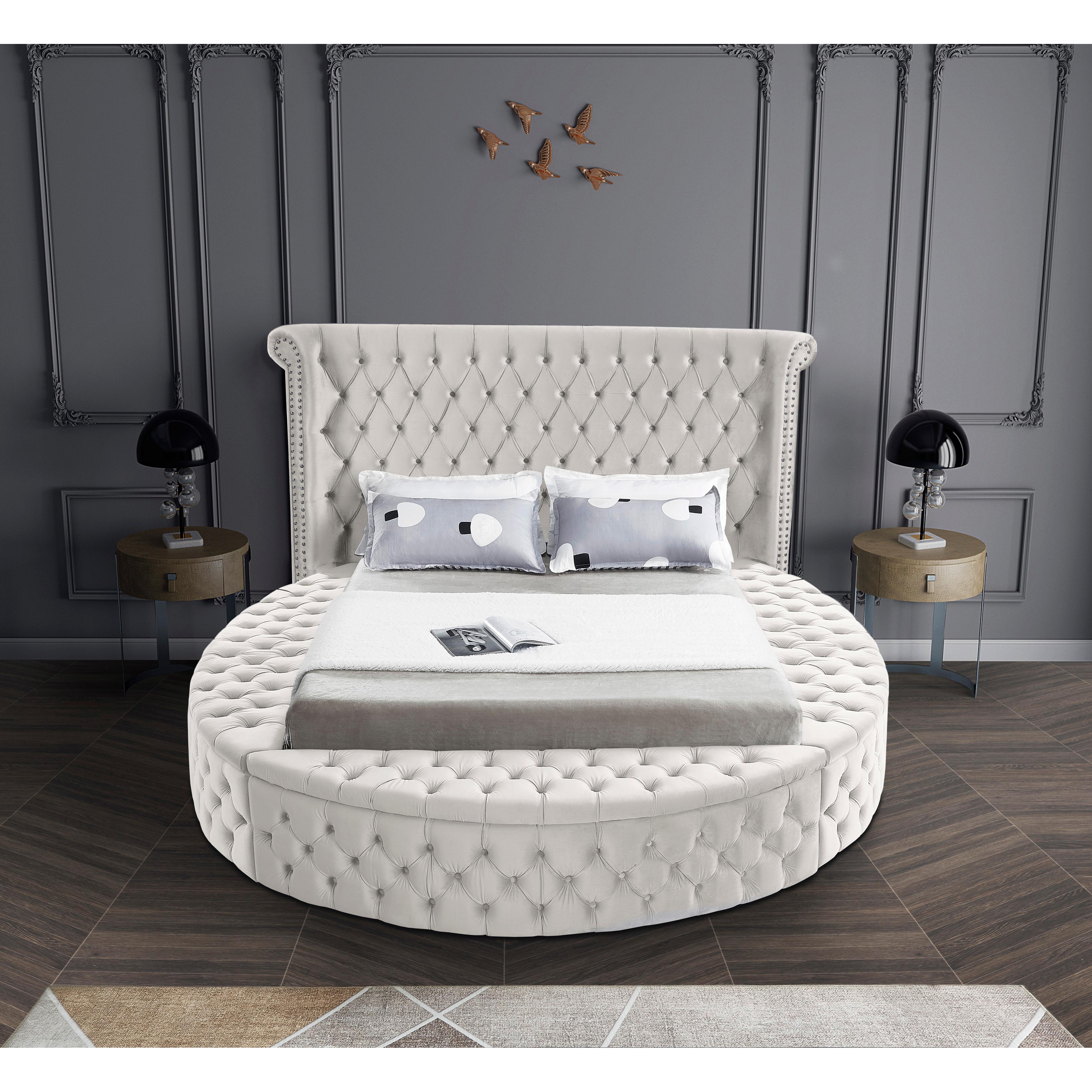 Meridian Luxus Cream Velvet Full Bed (3 Boxes)