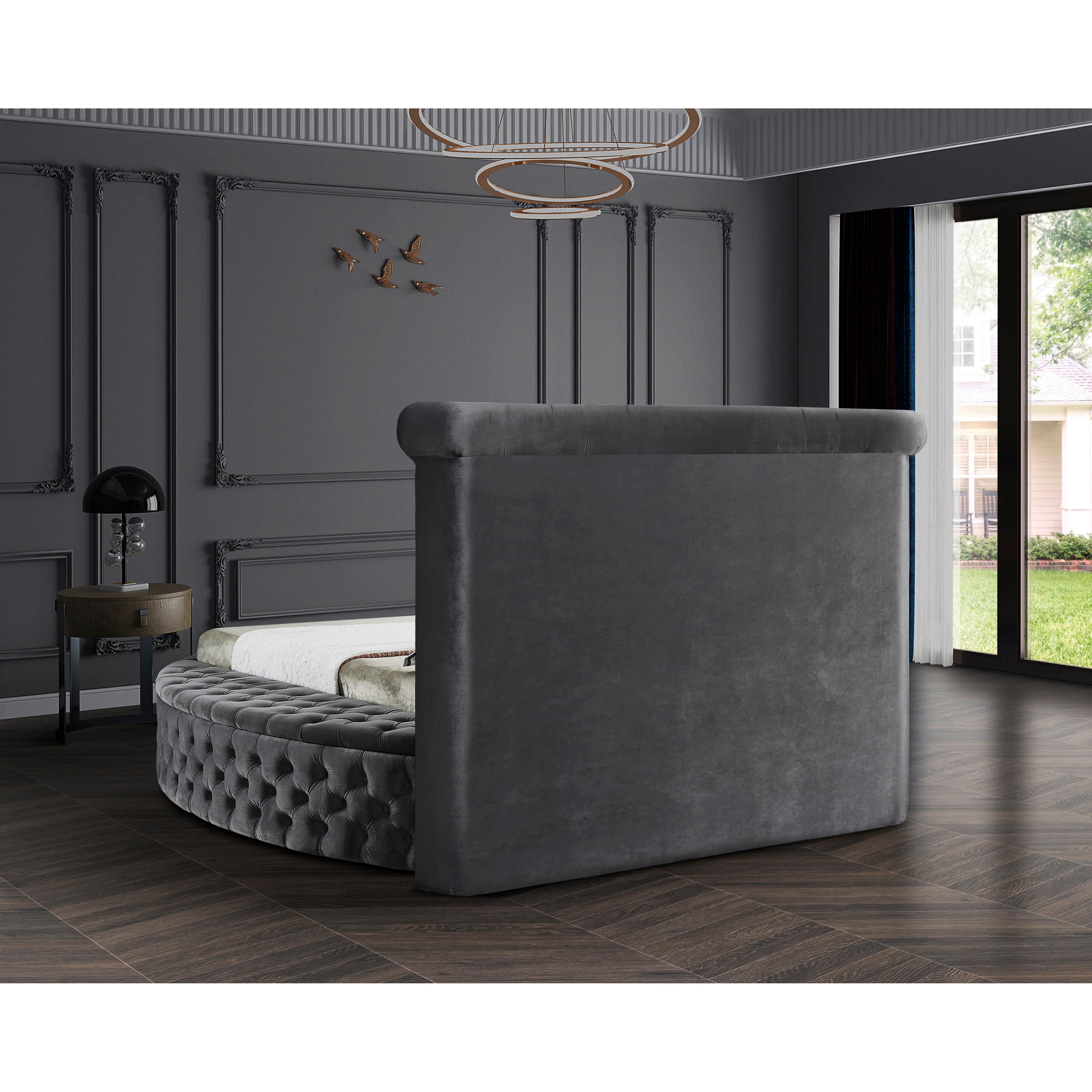 Meridian Luxus Grey Velvet Full Bed (3 Boxes)