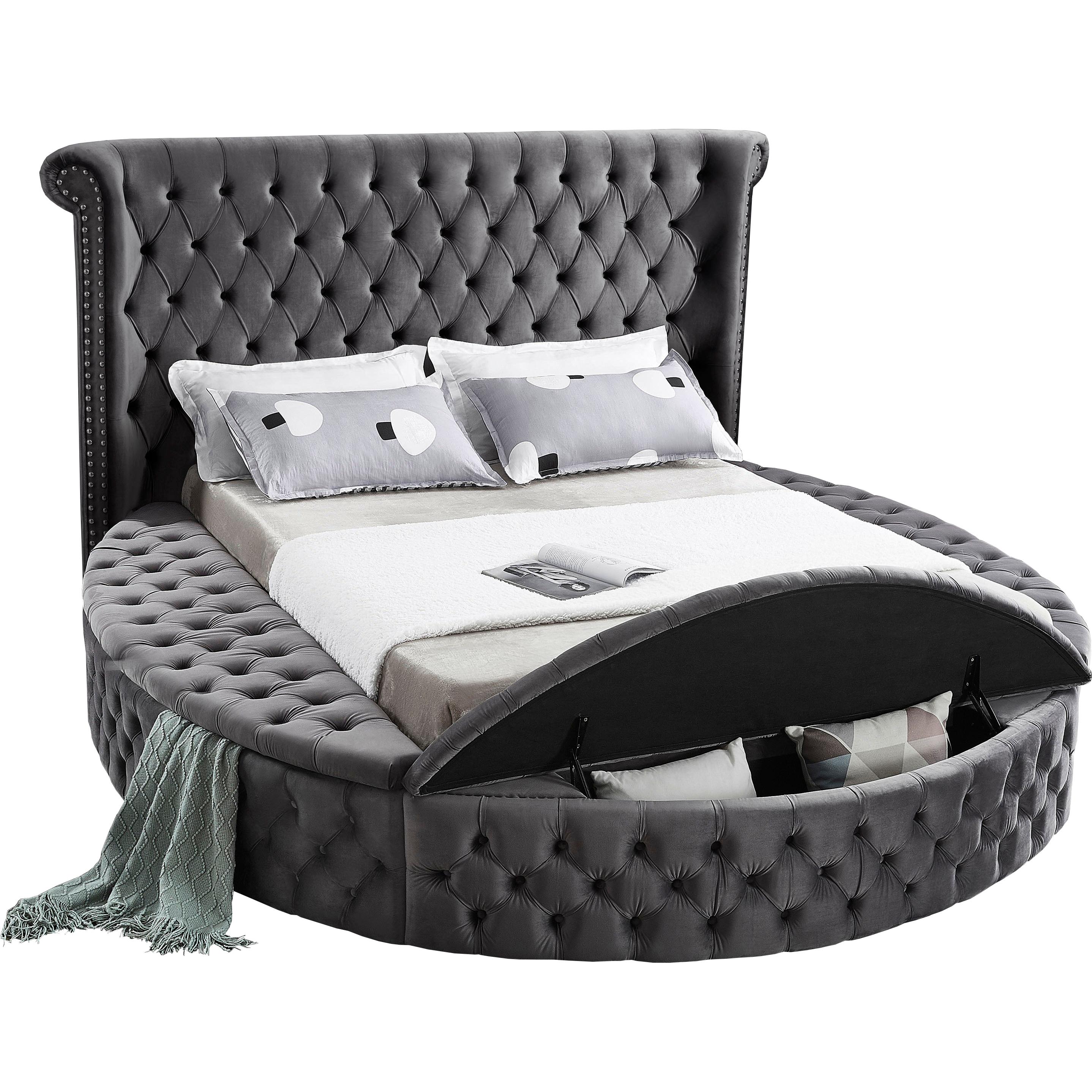 Meridian Luxus Grey Velvet Full Bed (3 Boxes)
