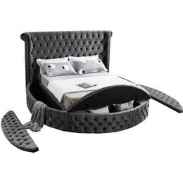 Meridian Luxus Grey Velvet Full Bed (3 Boxes)