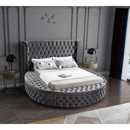 Meridian Luxus Grey Velvet Full Bed (3 Boxes)