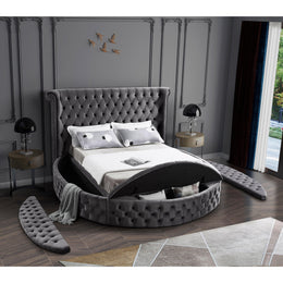 Meridian Luxus Grey Velvet Full Bed (3 Boxes)