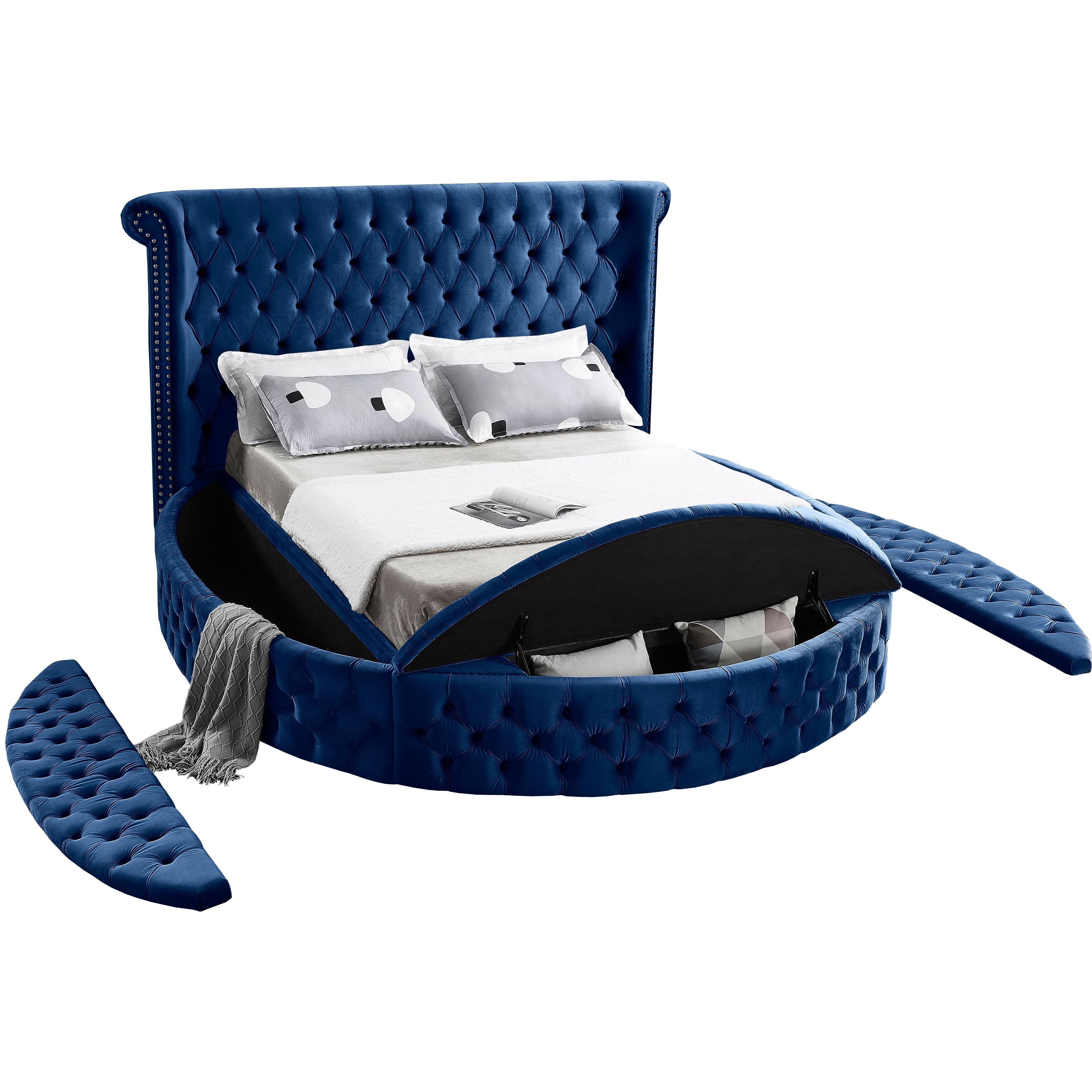 Meridian Luxus Navy Velvet Full Bed (3 Boxes)
