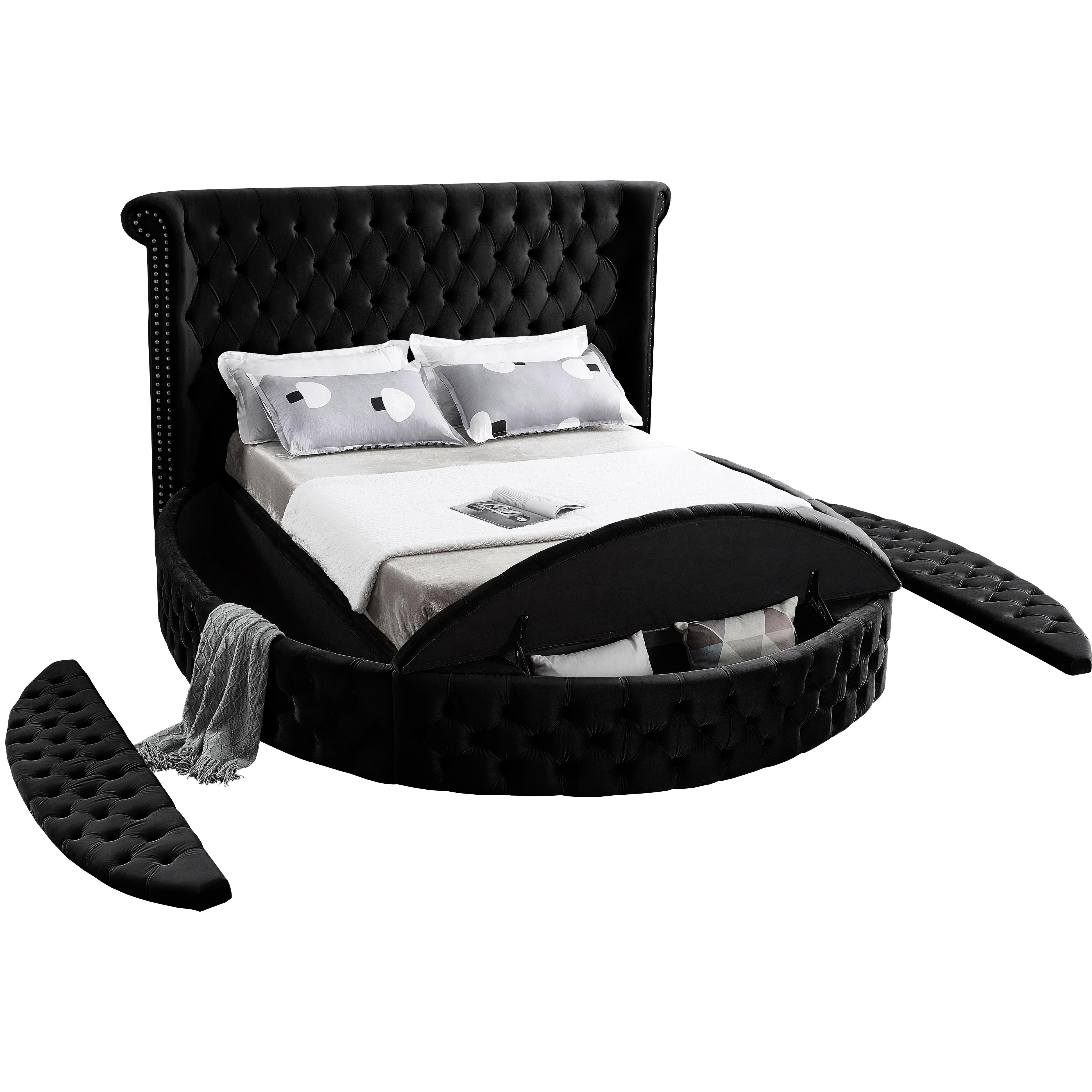 Meridian Luxus Black Velvet King Bed (3 Boxes)