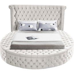 Meridian Luxus Cream Velvet King Bed (3 Boxes)