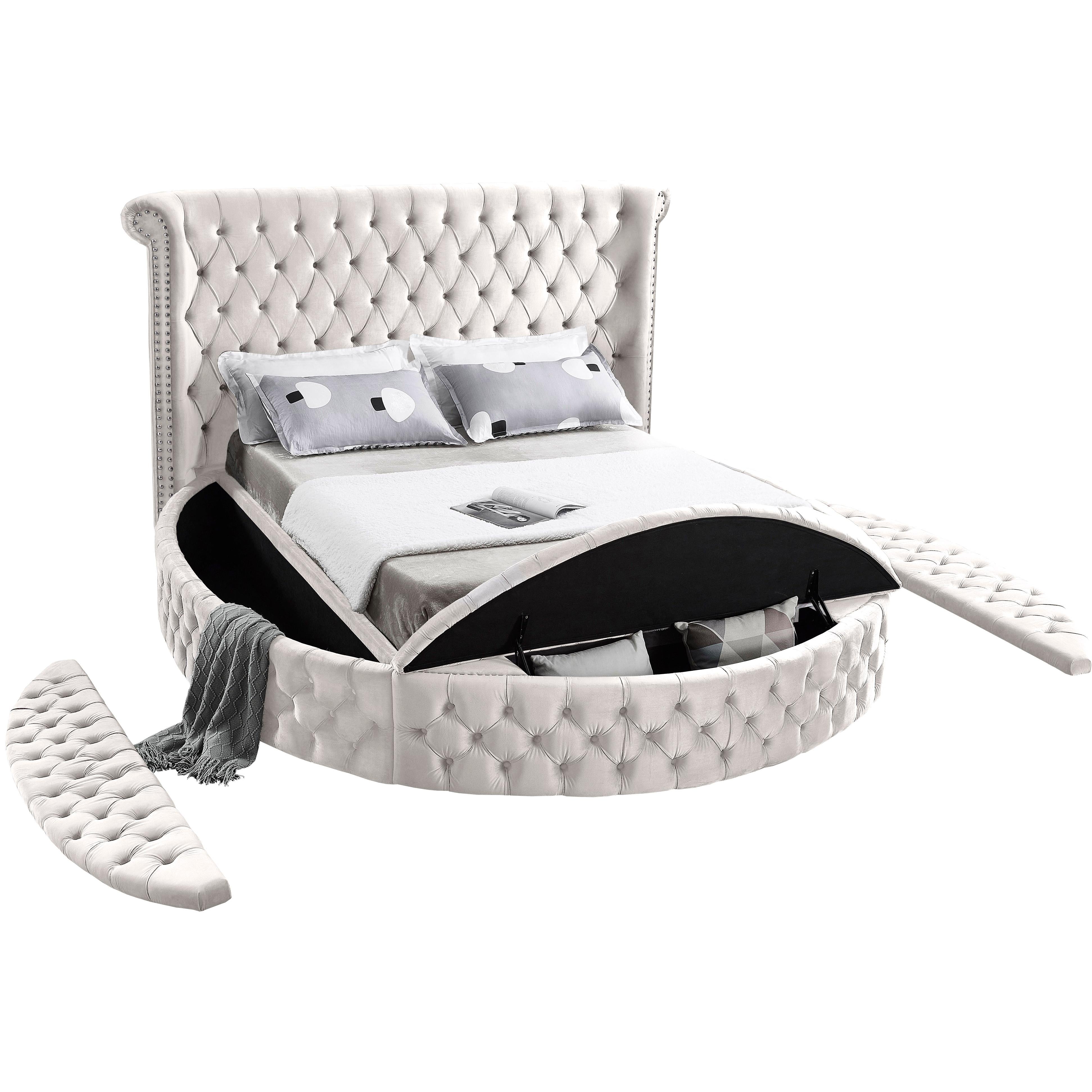 Meridian Luxus Cream Velvet King Bed (3 Boxes)