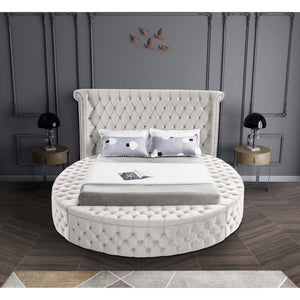 Meridian Luxus Cream Velvet King Bed (3 Boxes)