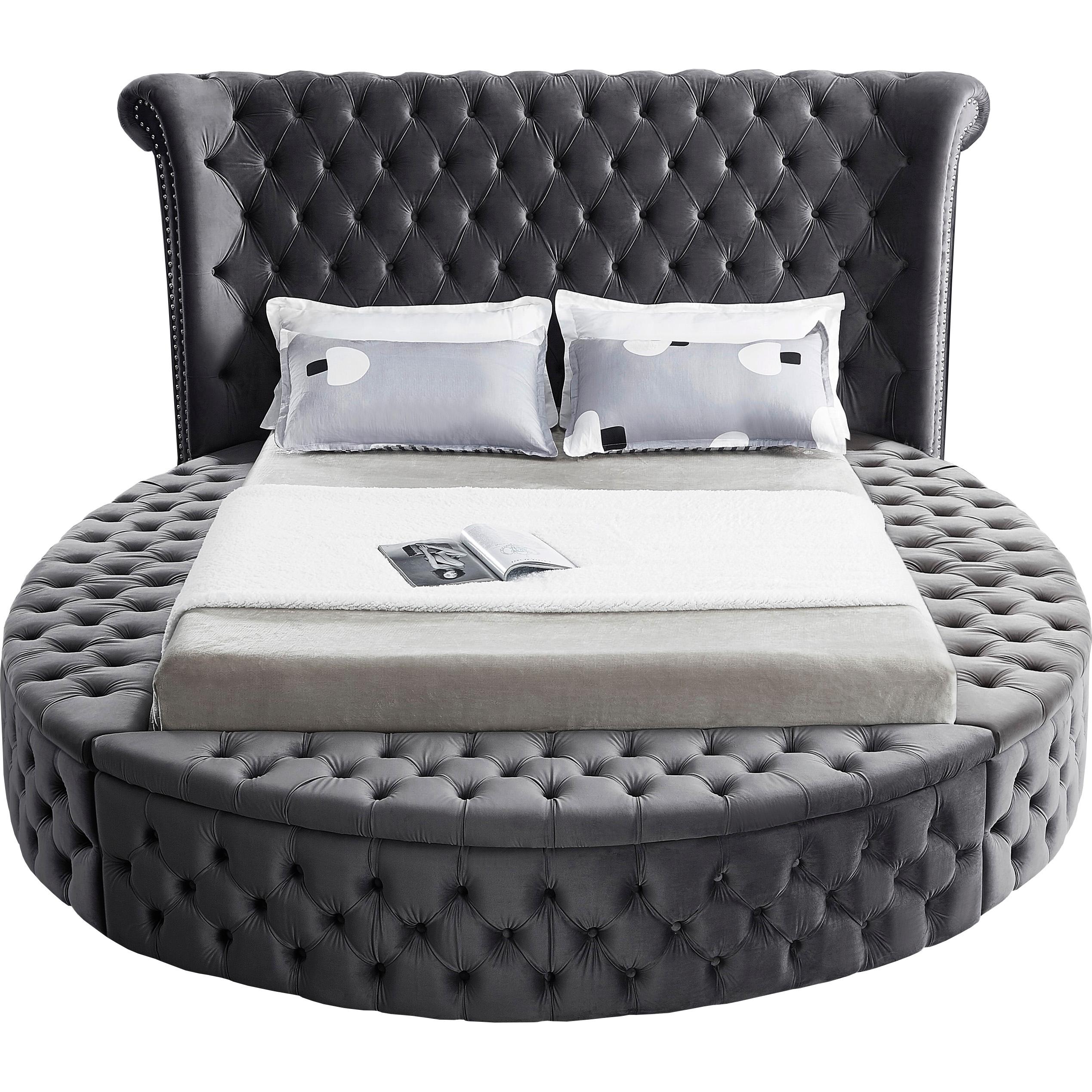 Meridian Luxus Grey Velvet King Bed (3 Boxes)