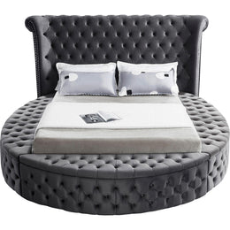Meridian Luxus Grey Velvet King Bed (3 Boxes)