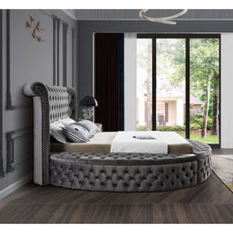 Meridian Luxus Grey Velvet King Bed (3 Boxes)