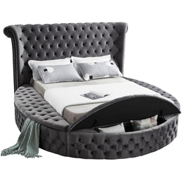 Meridian Luxus Grey Velvet Queen Bed (3 Boxes)