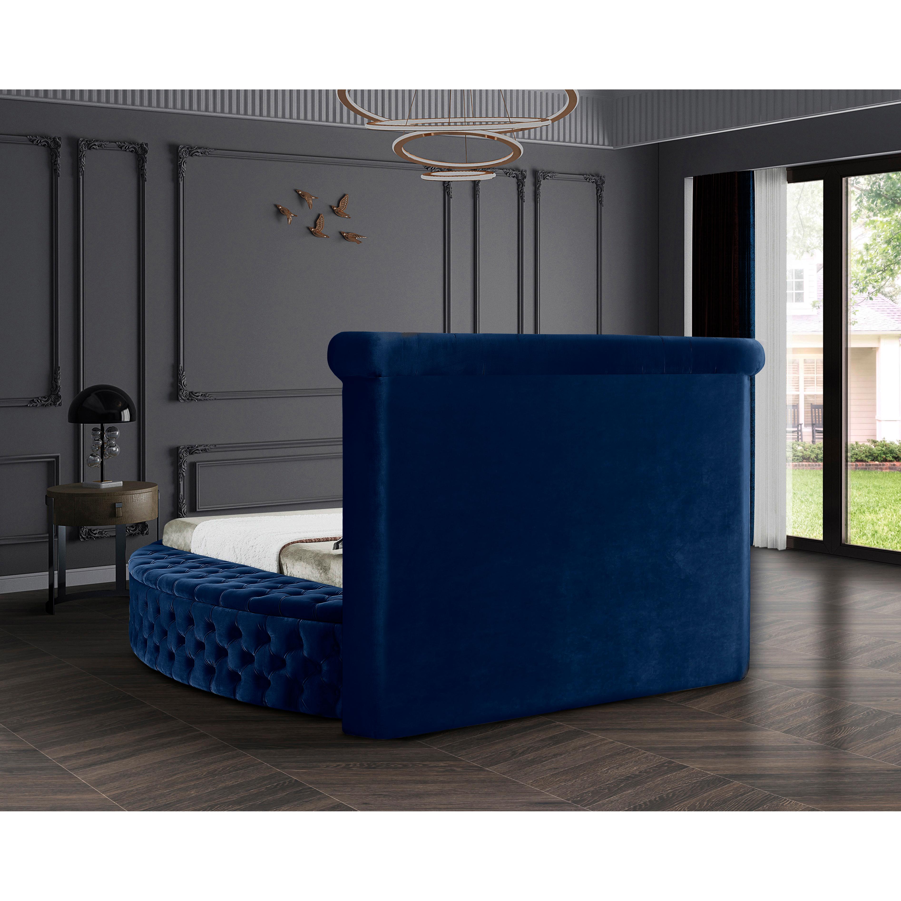 Meridian Luxus Navy Velvet Queen Bed (3 Boxes)