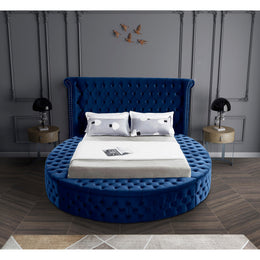 Meridian Luxus Navy Velvet Queen Bed (3 Boxes)