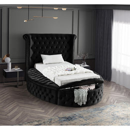 Meridian Luxus Black Velvet Twin Bed (3 Boxes)