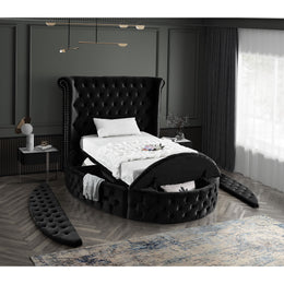 Meridian Luxus Black Velvet Twin Bed (3 Boxes)
