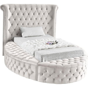 Meridian Luxus Cream Velvet Twin Bed (3 Boxes)
