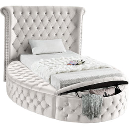 Meridian Luxus Cream Velvet Twin Bed (3 Boxes)