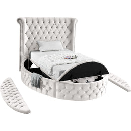 Meridian Luxus Cream Velvet Twin Bed (3 Boxes)