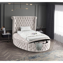 Meridian Luxus Cream Velvet Twin Bed (3 Boxes)