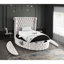 Meridian Luxus Cream Velvet Twin Bed (3 Boxes)