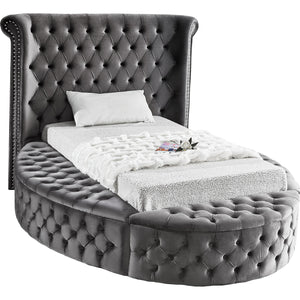 Meridian Luxus Grey Velvet Twin Bed (3 Boxes)