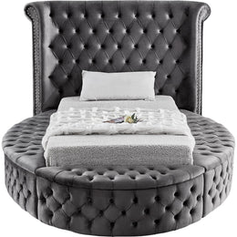 Meridian Luxus Grey Velvet Twin Bed (3 Boxes)