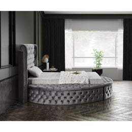 Meridian Luxus Grey Velvet Twin Bed (3 Boxes)