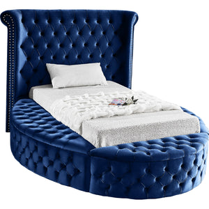 Meridian Luxus Navy Velvet Twin Bed (3 Boxes)