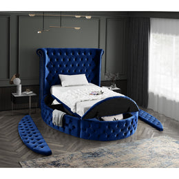 Meridian Luxus Navy Velvet Twin Bed (3 Boxes)