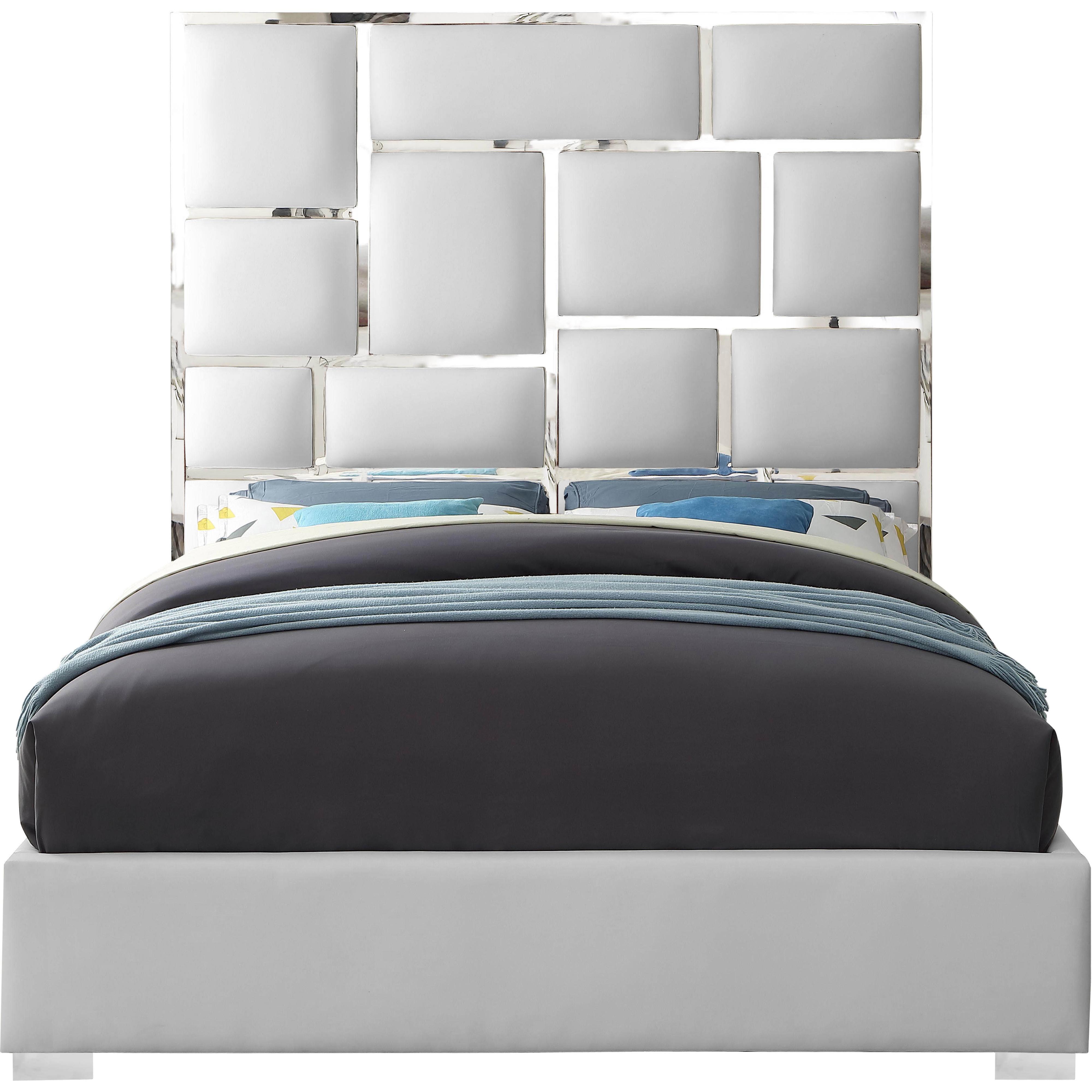 Meridian Milan White Vegan Leather King Bed