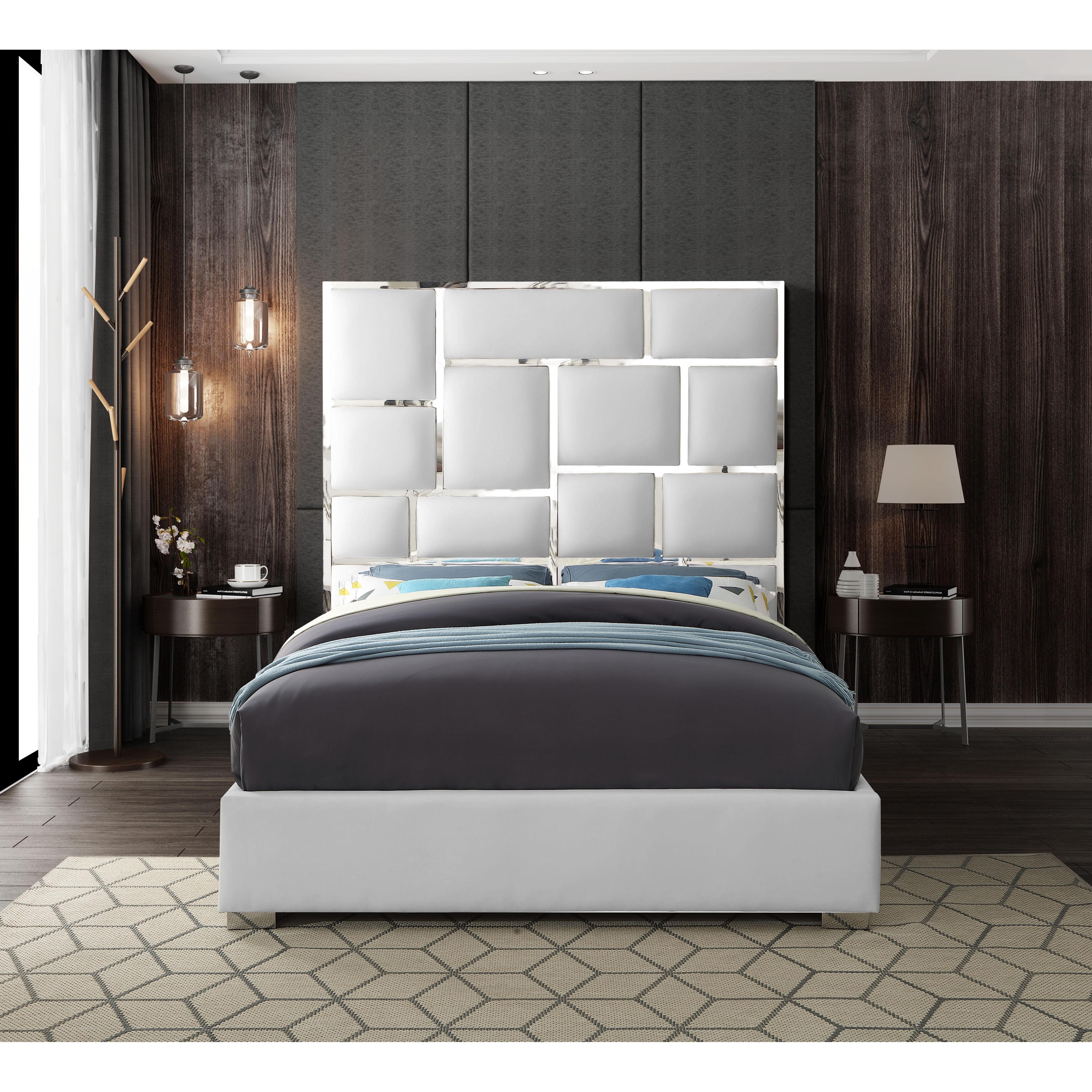 Meridian Milan White Vegan Leather King Bed
