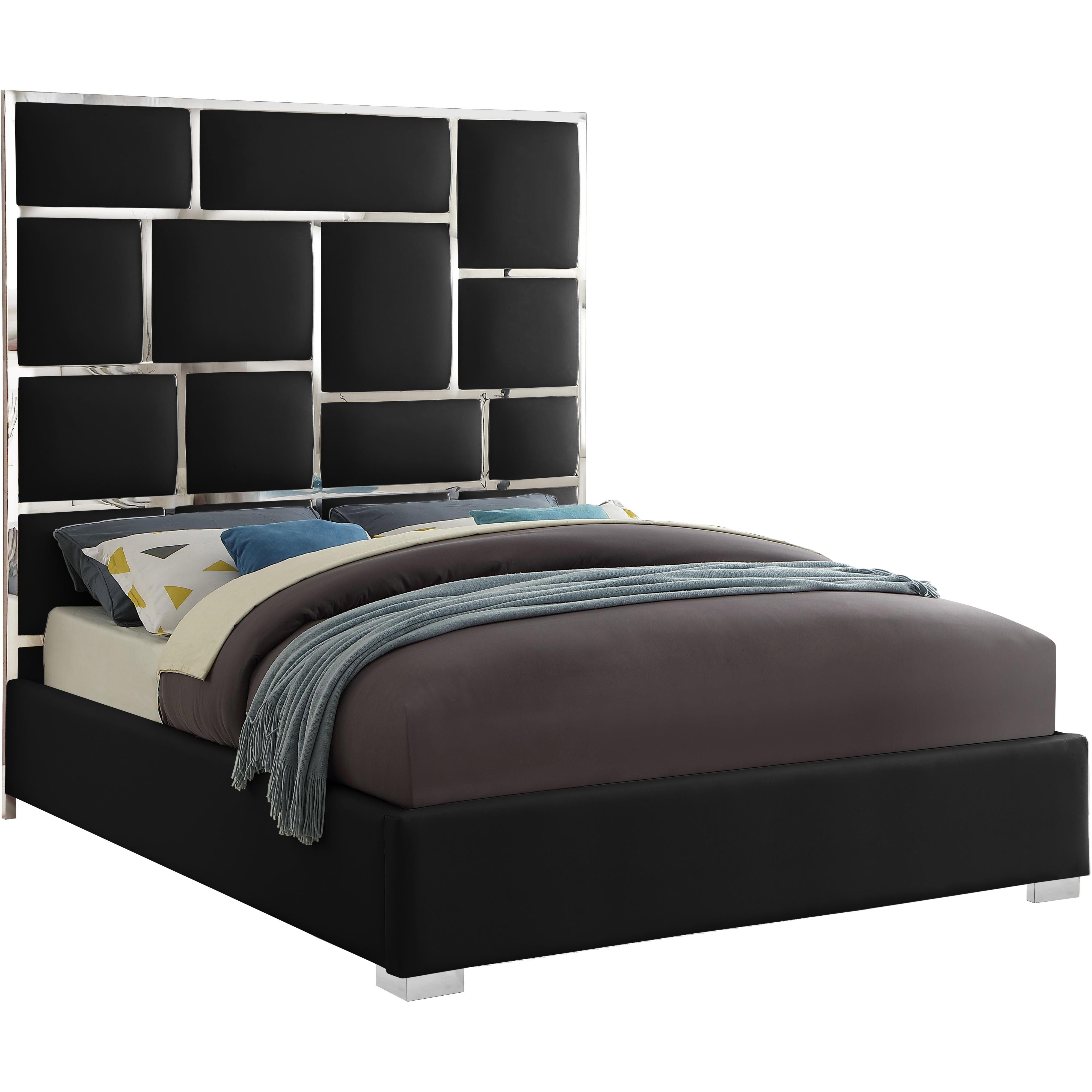Meridian Milan Black Vegan Leather Queen Bed