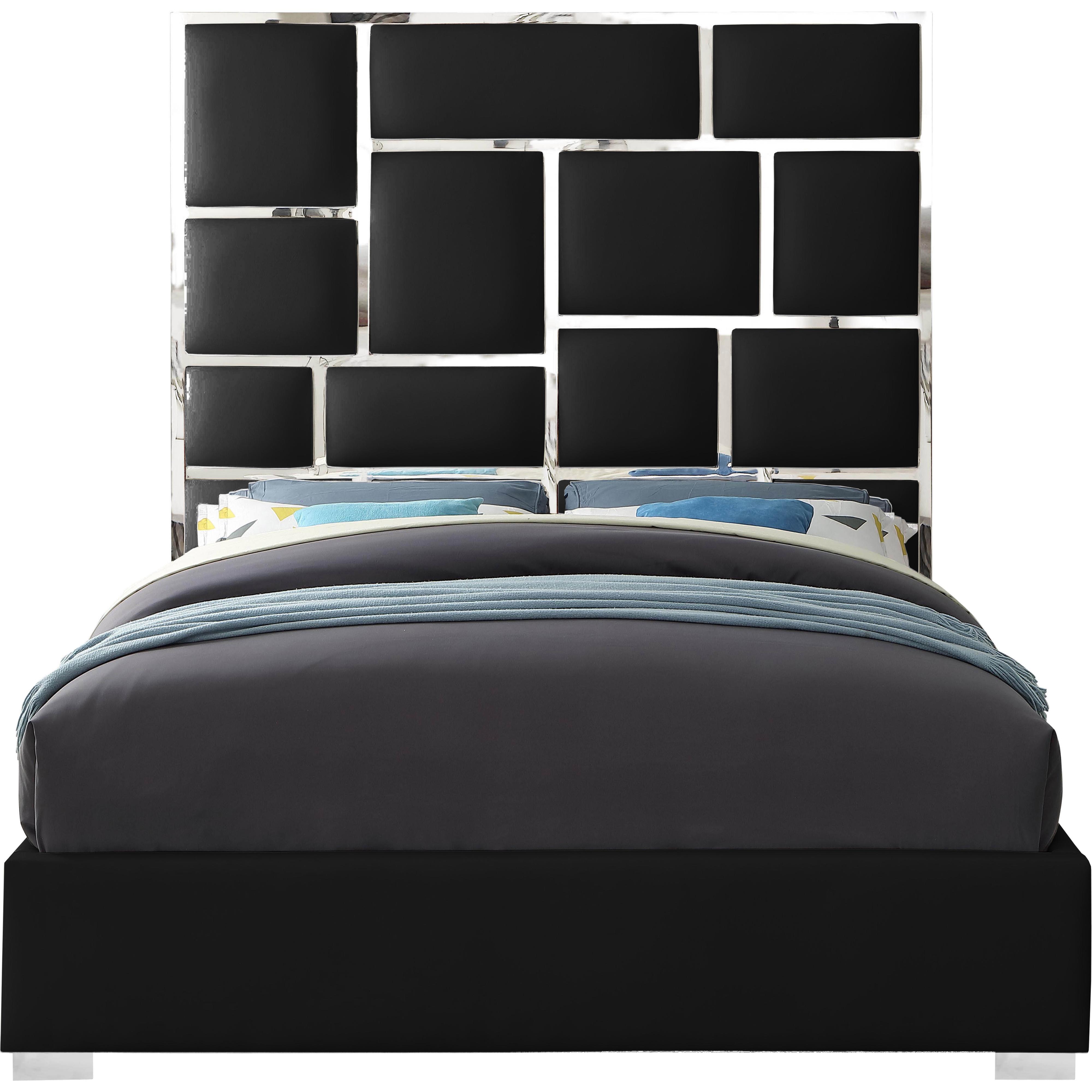 Meridian Milan Black Vegan Leather Queen Bed