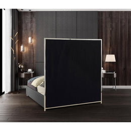 Meridian Milan Grey Vegan Leather Queen Bed