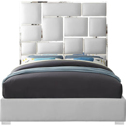 Meridian Milan White Vegan Leather Queen Bed