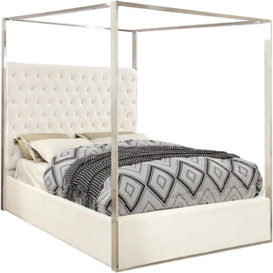 Meridian Porter White Velvet King Bed