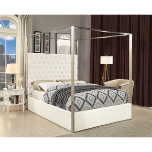 Meridian Porter White Velvet King Bed