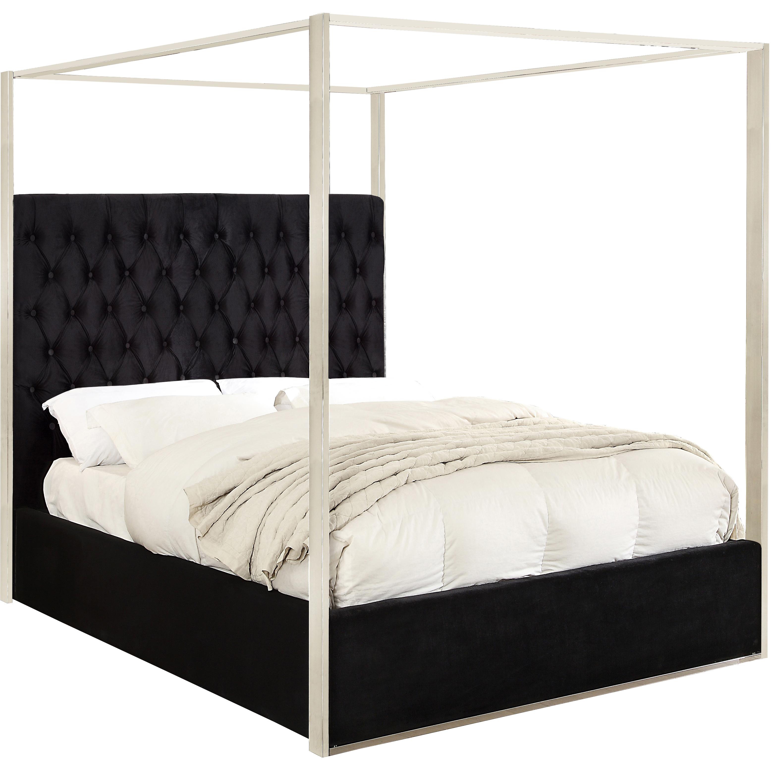 Meridian Porter Black Velvet Queen Bed
