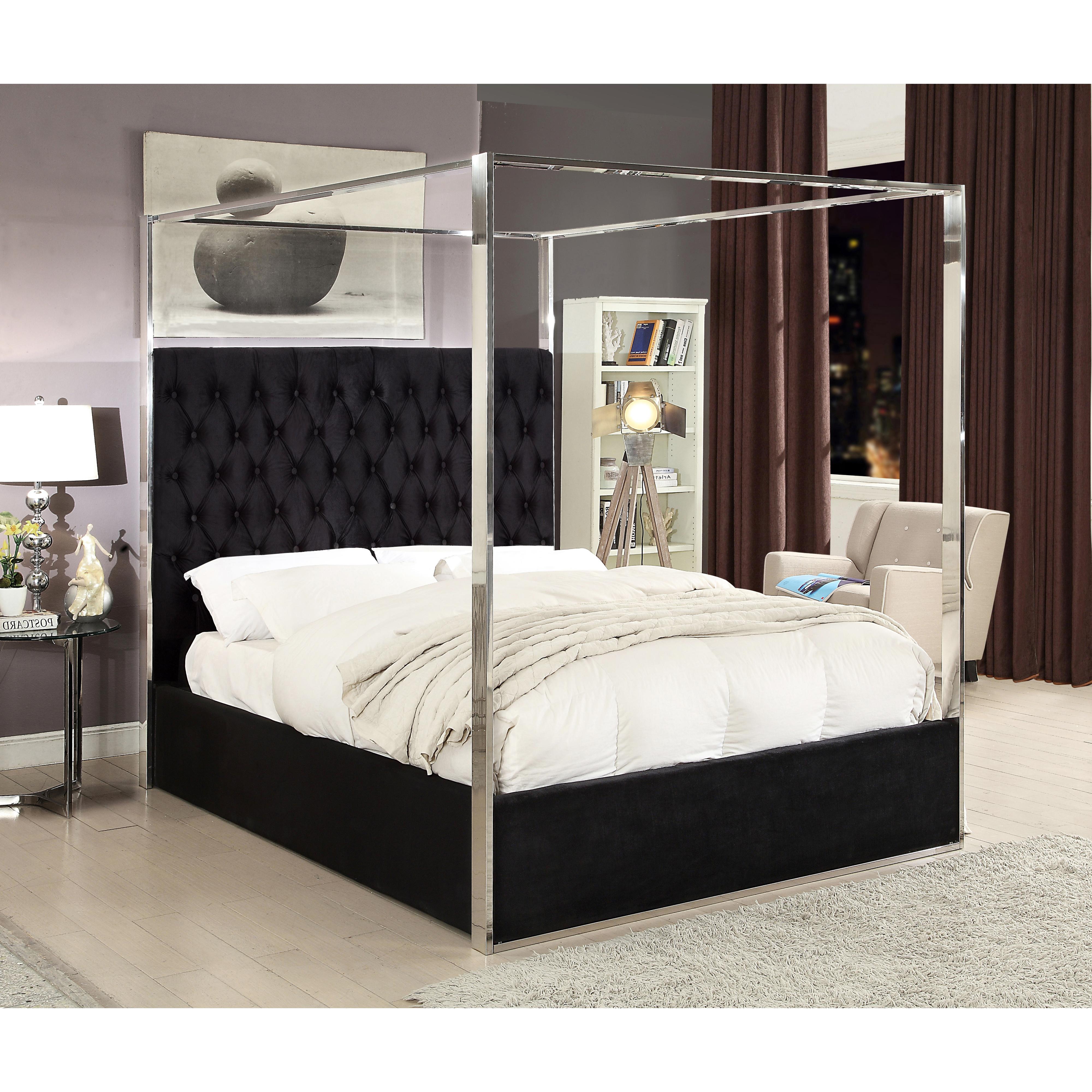 Meridian Porter Black Velvet Queen Bed