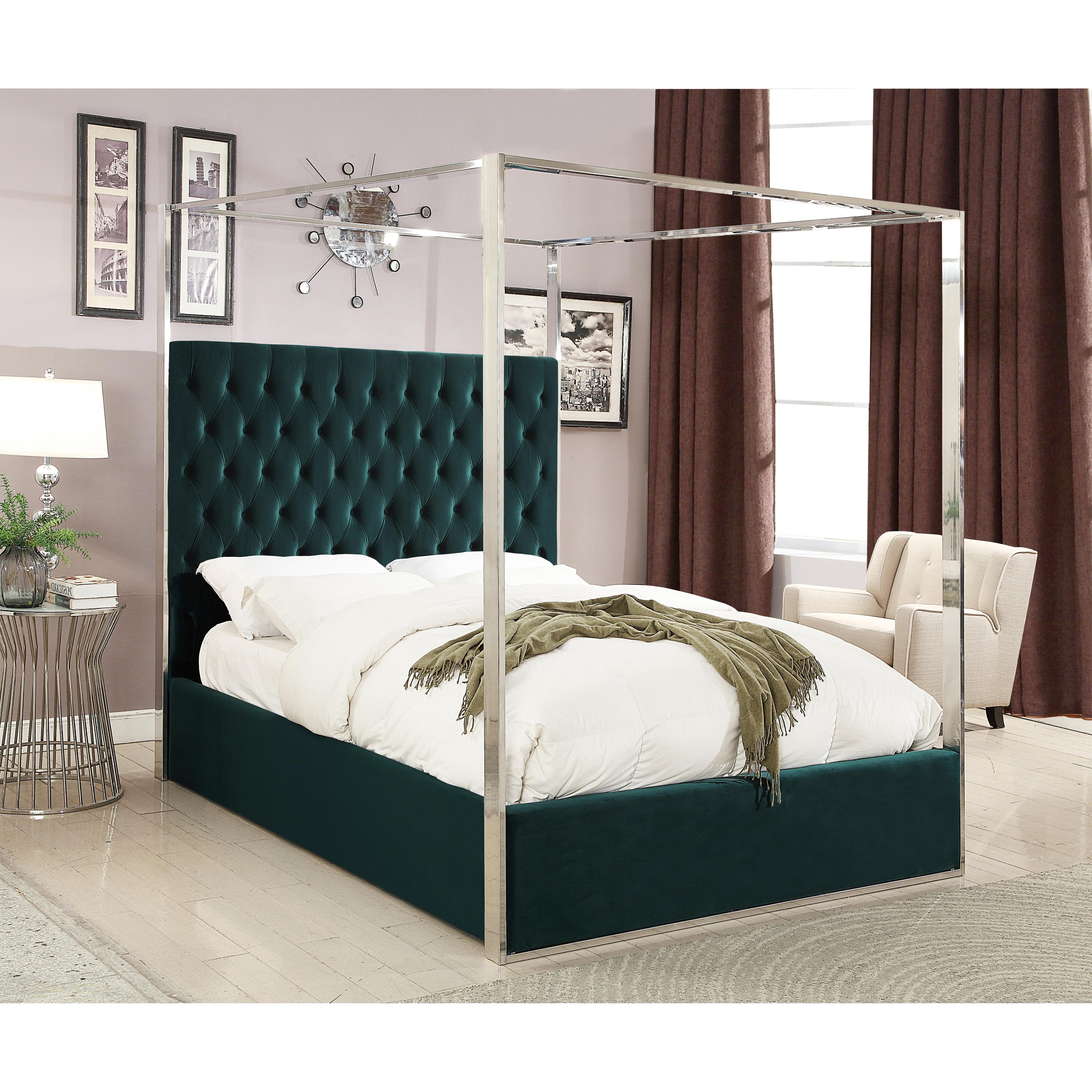 Meridian Porter Green Velvet Queen Bed