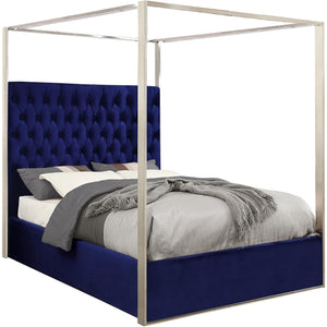Meridian Porter Navy Velvet Queen Bed