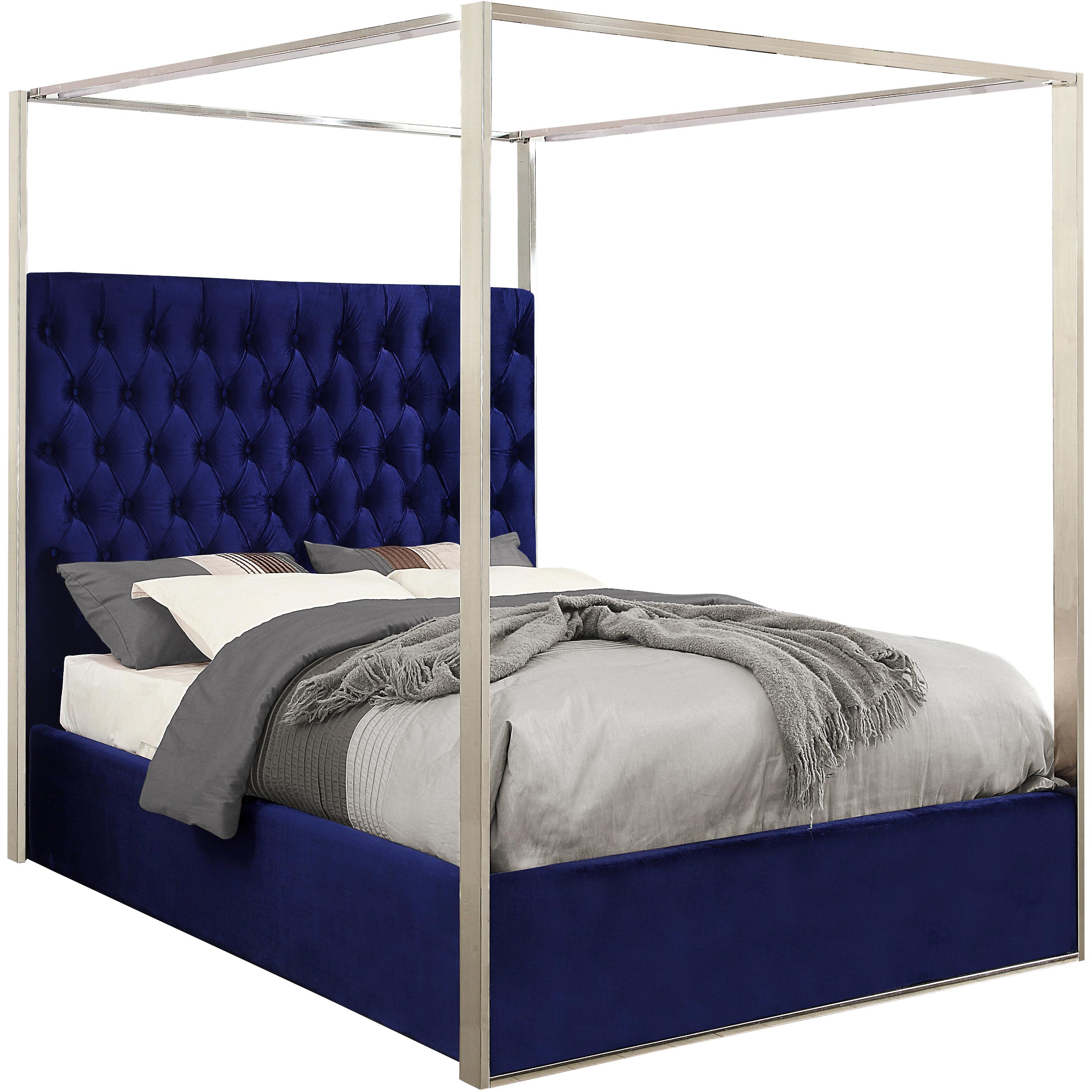 Meridian Porter Navy Velvet Queen Bed