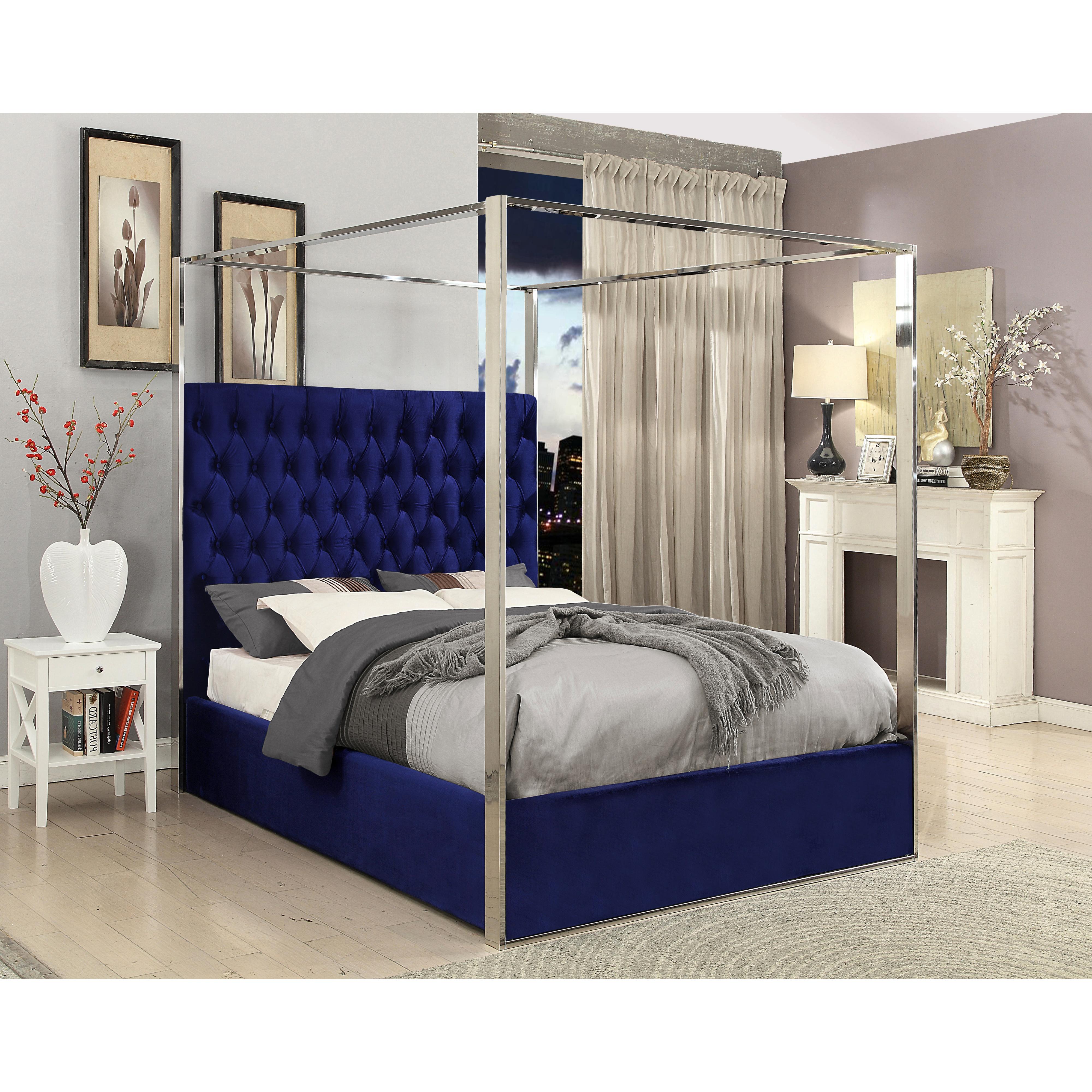 Meridian Porter Navy Velvet Queen Bed