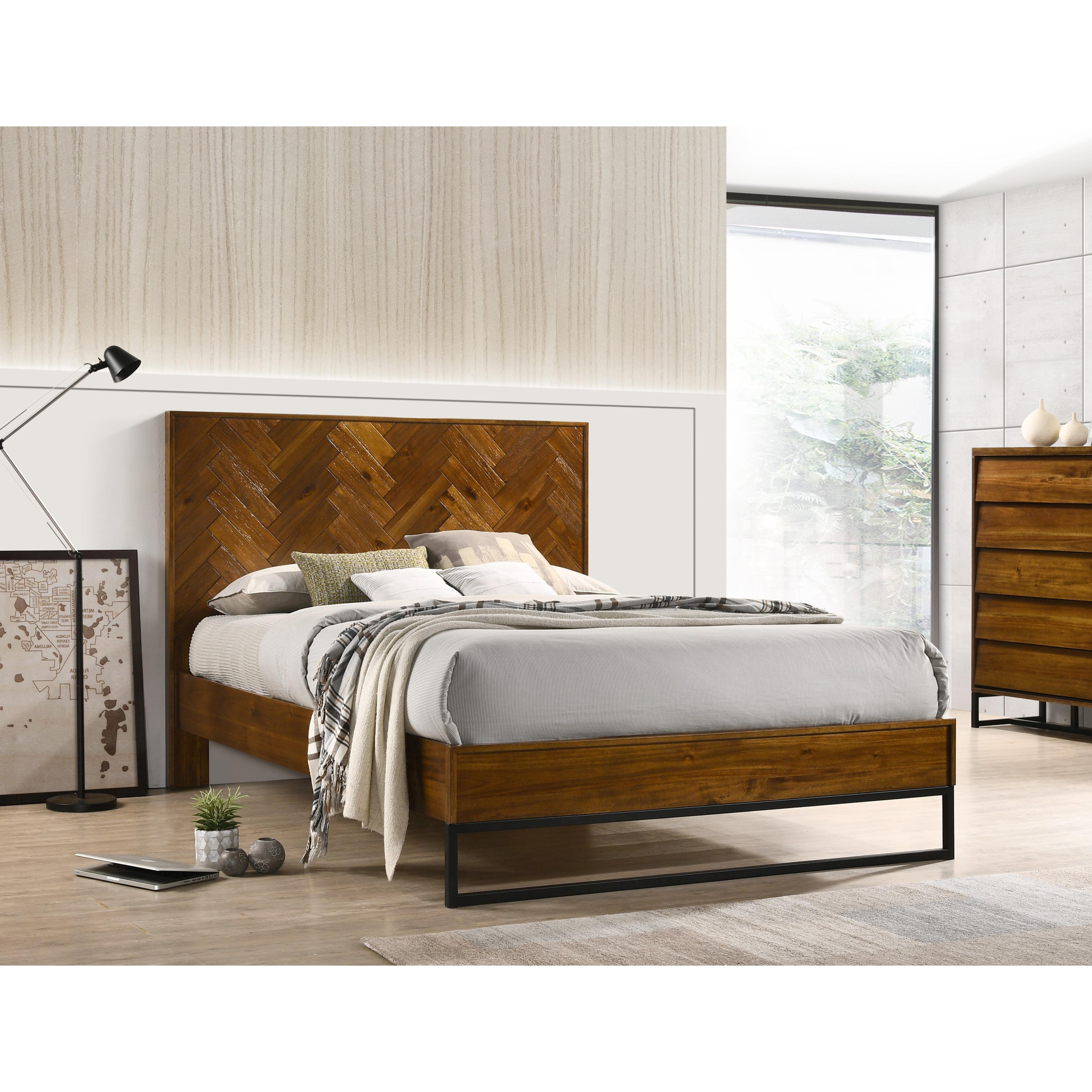 Meridian Reed Antique Coffee Queen Bed (3 Boxes)