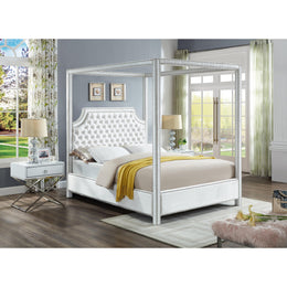 Meridian Rowan White Velvet Queen Bed (3 Boxes)